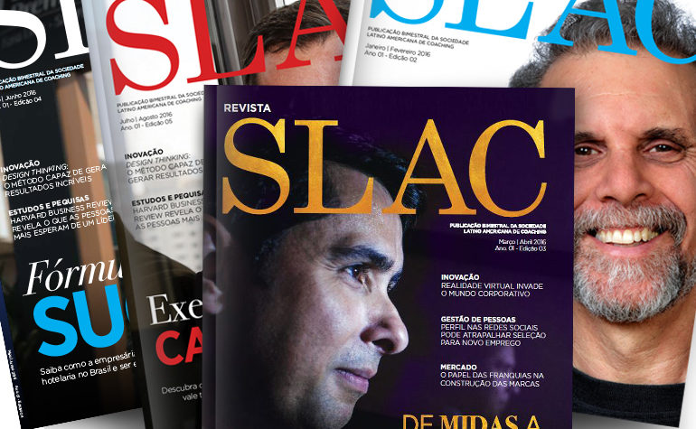 Desenvolvimento de projeto gráfico, editorial e produção da revista Slac